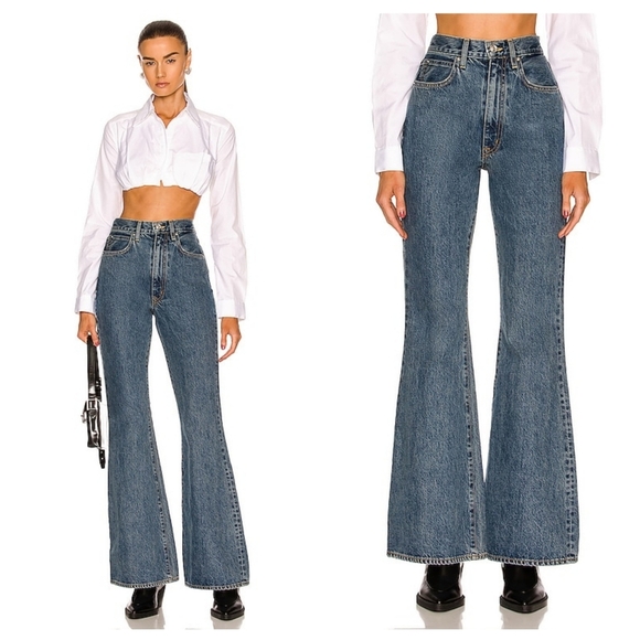 SLVRLAKE Indiana Jeans Born To Run Blue Wide Leg Flare 29 - Picture 1 of 11